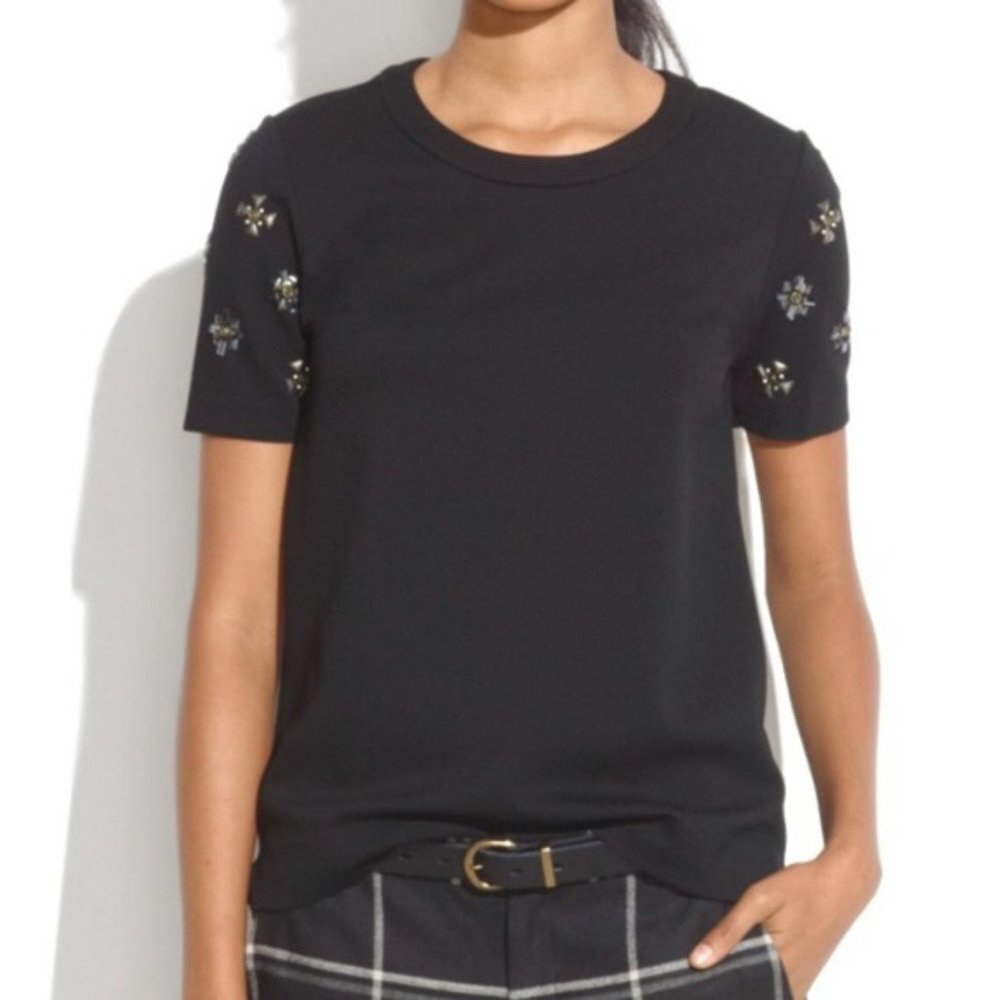 ❤️5/$25 Madewell Geobead‎ embellished Grudge Short sleeve Goth shirt Small